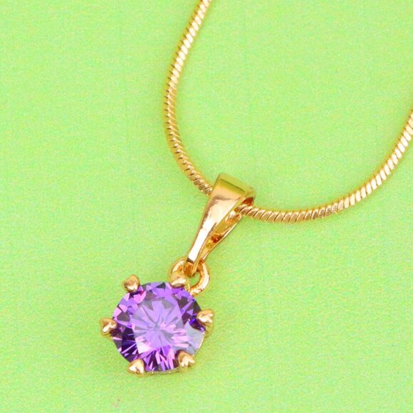 "Dainty Purple Round Pendant in Rose Gold Finish – Chic Design,XPPT1850 - Picture 1 of 13